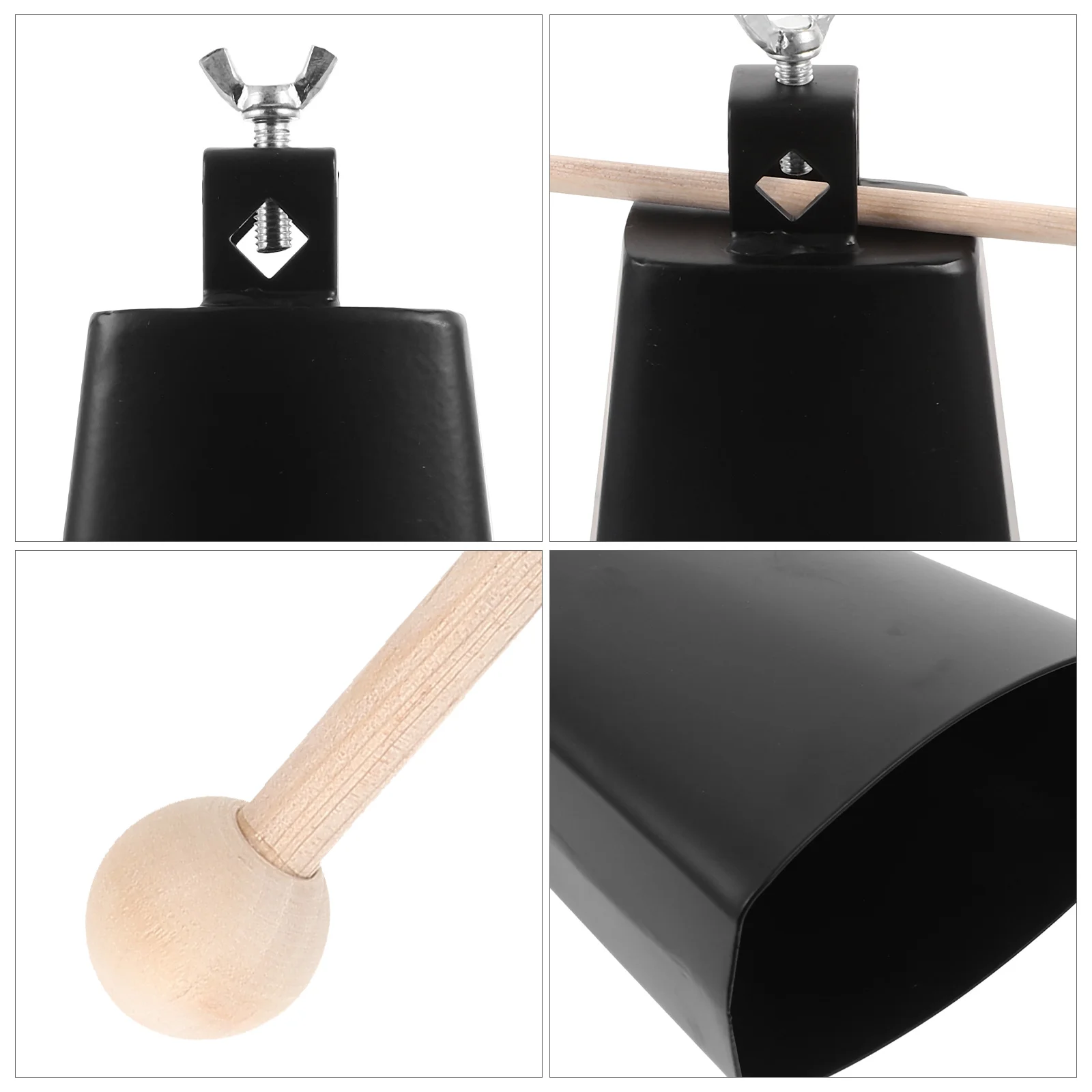 

Cheering Metal Cowbell Noise Maker Compact Portable Durable for Sports Events Football Game Musical Instrument