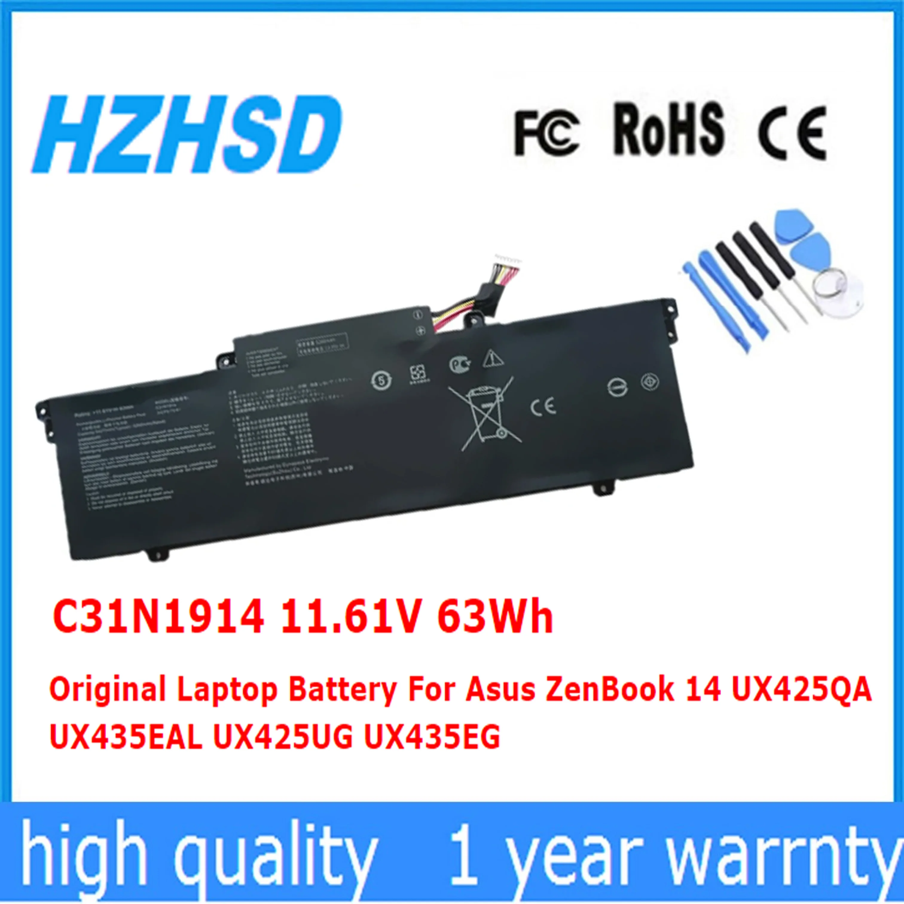 

C31N1914 11.61V 63Wh Original Laptop Battery For Asus ZenBook 14 UX425QA UX435EAL UX425UG UX435EG B5402CBA B5402CEA B5402FEA