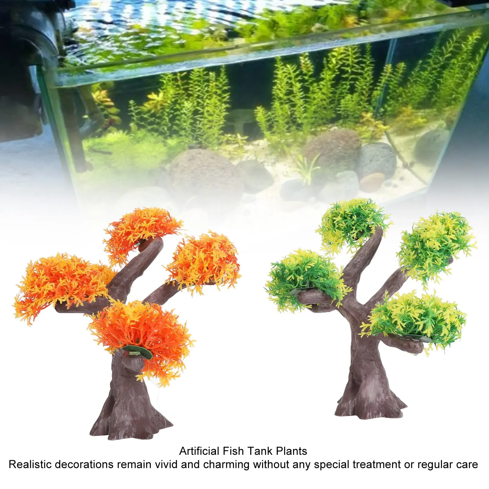 2 Pcs Aquarium Artificial Plants Lifelike Moss Aquatic Weeds Artificial Fish Tank Plants Fish Tank Decorations Green + Green