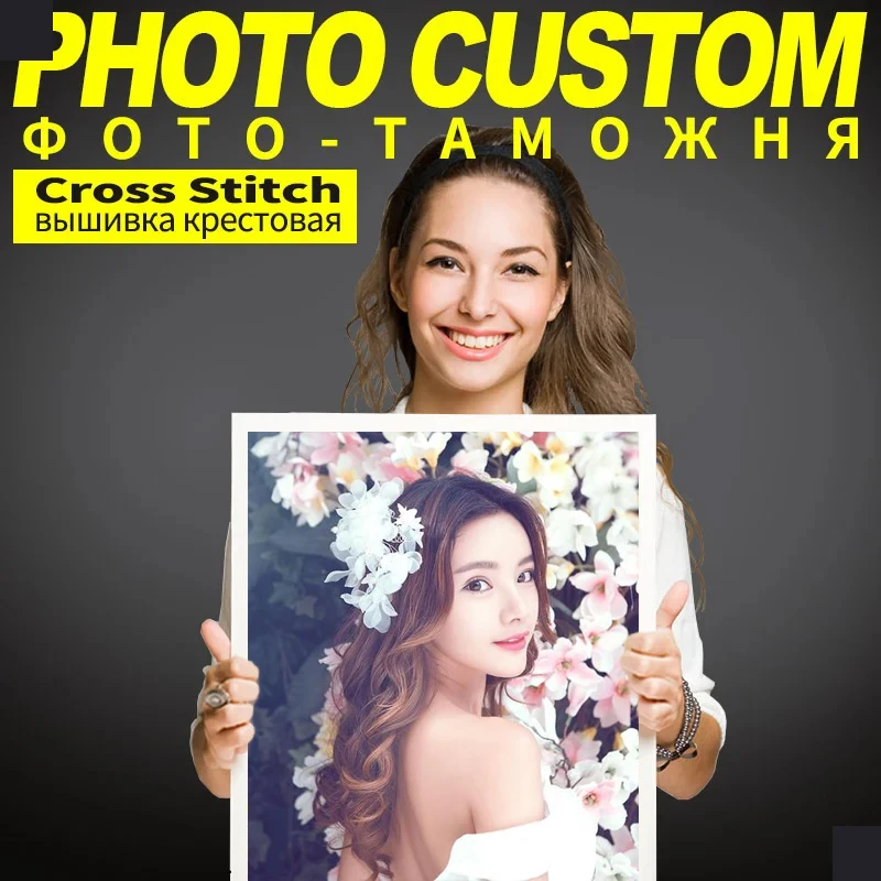 Photo Custom Cross Stitch Embroidery Kits 11CT/14CT Cotton/silk Thread Painting DIY Needlework DMC Set Counted Printed on Canva