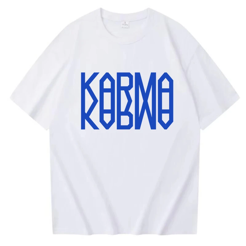 خمر KPOP الألبوم الرابع كارما تي شيرت الرجال النساء الجولة الرقبة القطن تي شيرت SK قصيرة الأكمام تي شيرت ملابس فريدة بلايز