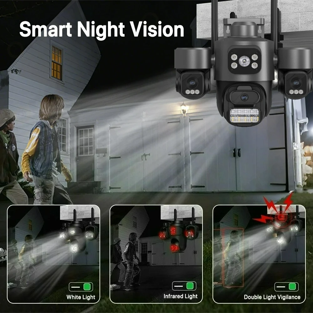 Kamera IP WIFI HD 15MP z trzema ekranami i trzema obiektywami, kamera IP z podwójnym obiektywem 10MP z automatycznym śledzeniem, wodoodporna IP66, kamera bezpieczeństwa CCTV iCsee