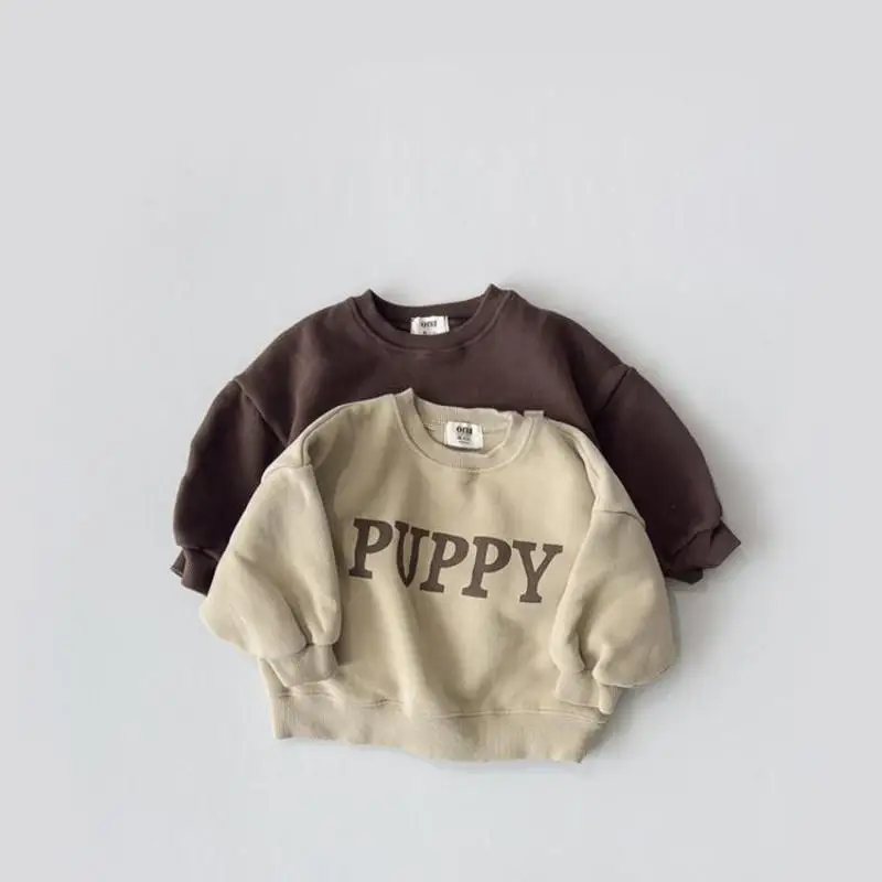 

2024 Spring New Baby Casual Sweatshirt Boy Girl Cotton Long Sleeve Tops Infant Toddler Letter Print Loose Pullover Kids Clothes