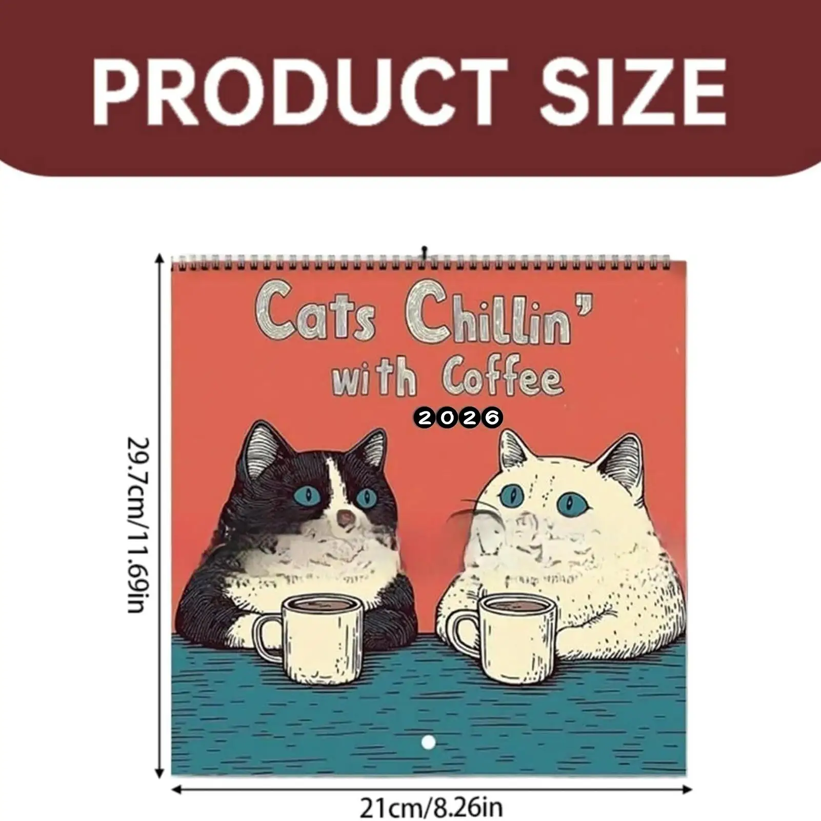 2026 ปฏิทินผนังรายเดือนแขวนปฏิทินติดผนังแมวการออกแบบรายเดือน 12 เดือนครอบครัววางแผนออแกไนเซอร์ปฏิทินสำหรับห้องนั่งเล่น