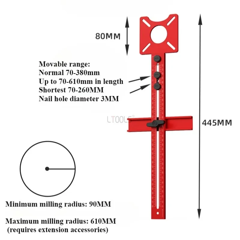 Imagem -06 - Woodworking Router Milling Groove Bracket Milling Circular Tool Carpintaria Circle Cutting Jig Precision Router Guide Tools em 1