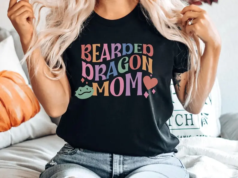 Bearded Dragon Mom Shirt Beardie Mama Pet Reptile Lover Pet  Lover Owner Christmas 100% Cotton Fashion Streetwear Harajuku goth