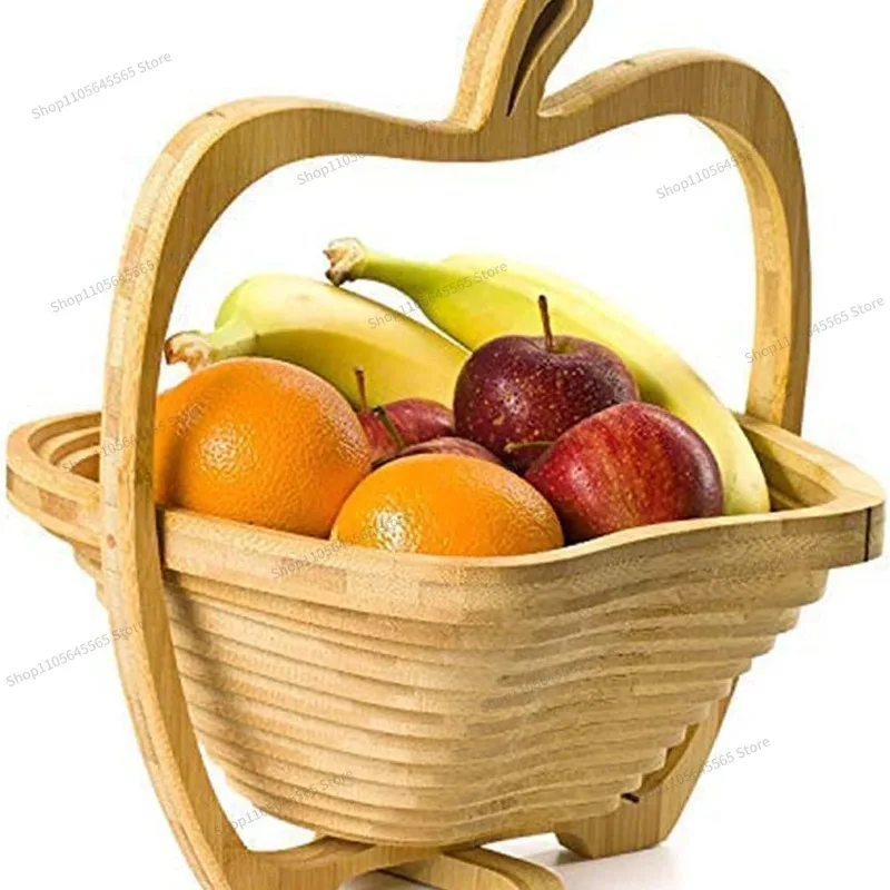 Suitable for fruit basket bamboo basket folding fruit fruit basket bowl storage rack