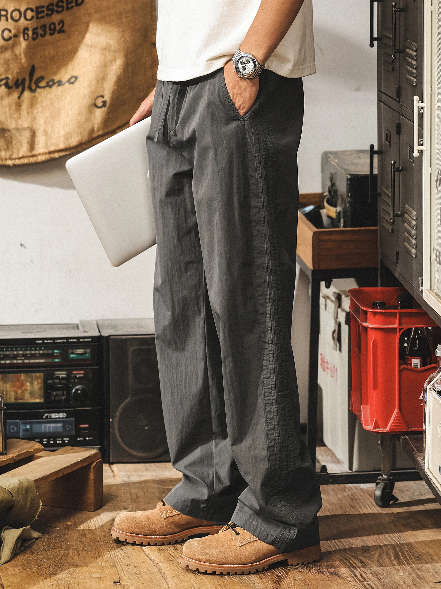 

American Retro Qui Dry Casual Pants Men's Loose Straight Leg Long Pants Commuting Men's Summer Thin Pants Faionable Ci ...