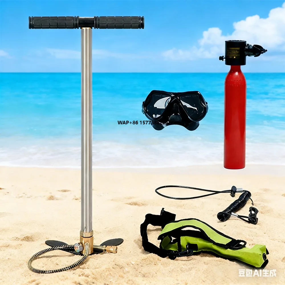 Bomba Manual PCP de Alta Presión 4500psi 2L para Deportes al Aire Libre, Kits de Tanque de Aire para Buceo, Botella de Oxígeno Subacuática con Adaptador y Gafas