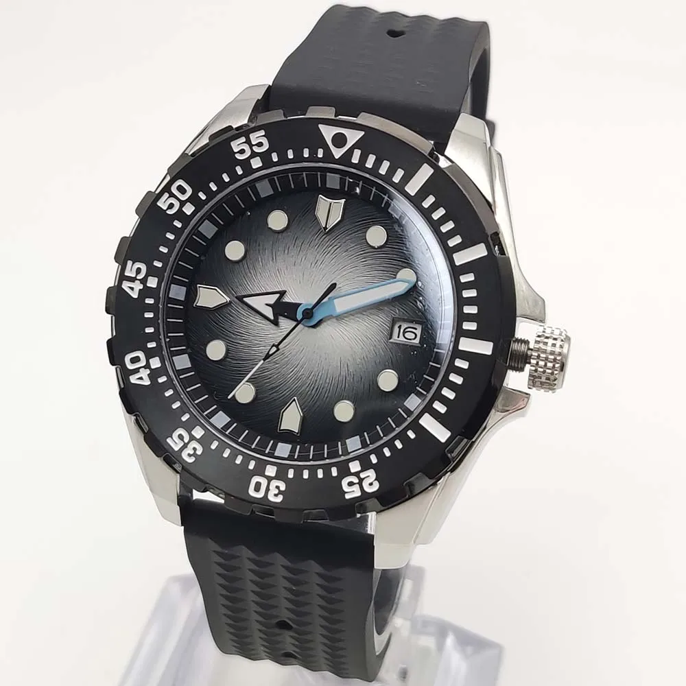 New Gradient Colour Sterile Dial Sapphire Crystal Black Rotating Bezel NH35 Automatic Mechanical Men's Watch