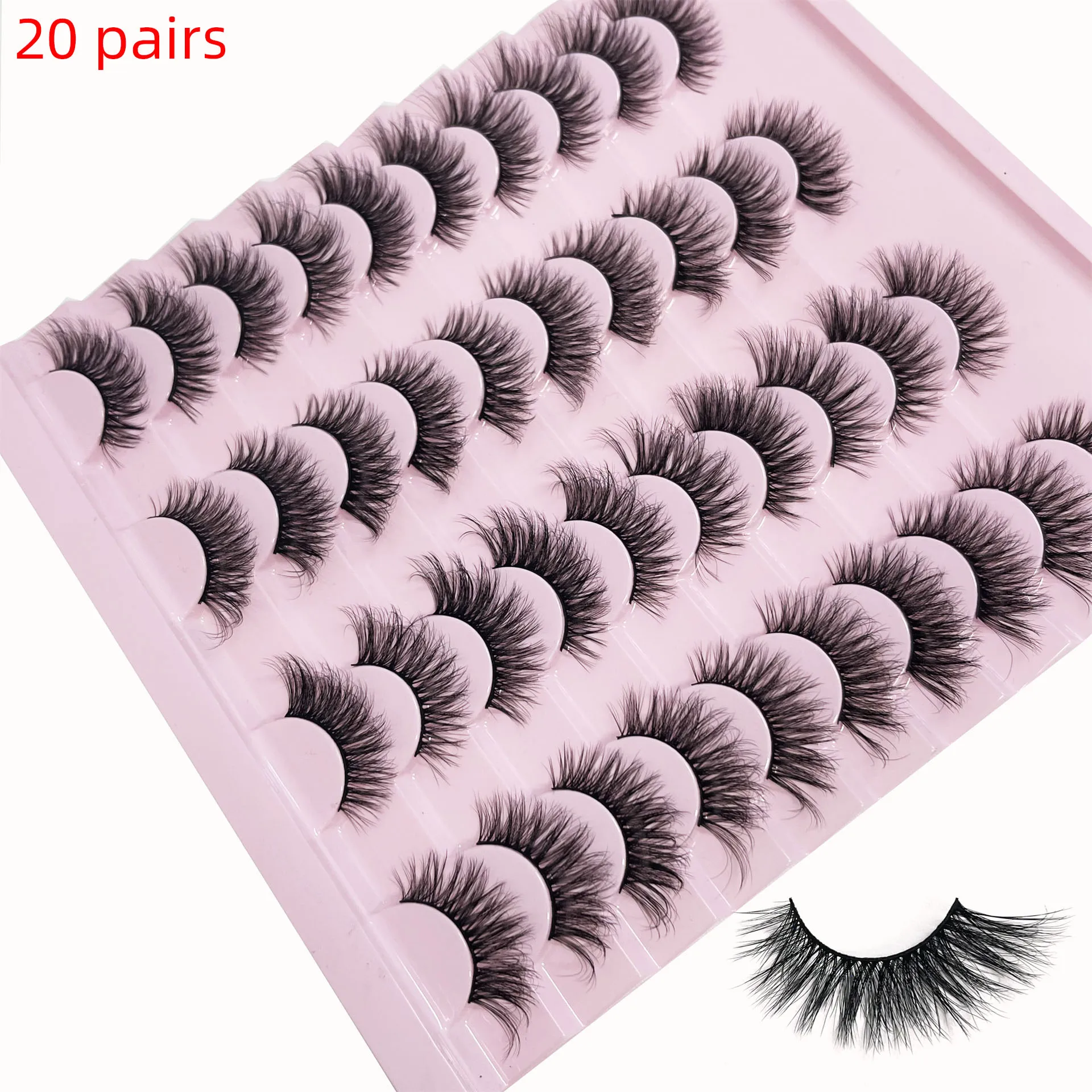 20Pairs New Half Lashes Cat Eye Lashes Winged Wispy Natural Soft False Eyelashes Makeup Fox Eye Extension Faux Mink Eyelashes