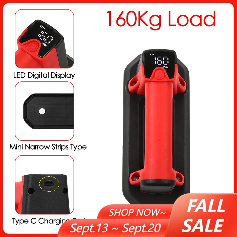 9cm Width Mini Narrow Strips Electric Vacuum Suction Cup 160Kg Load Industrial Grade Heavy Duty Lifting Tools for Glass Tiles