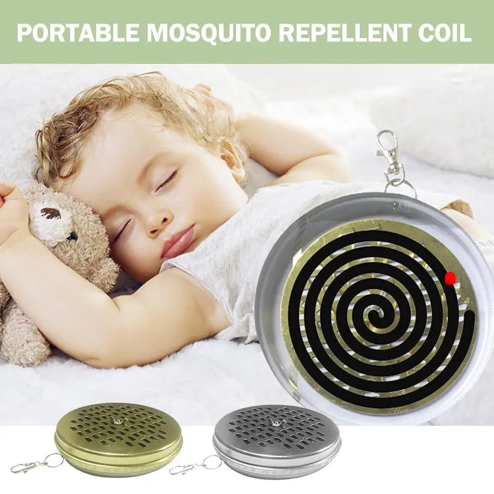 Mosquito Coils Holder Stainless Steel Mosquito Coil Box with Cover Round Mosquito Coil Tray Easy To Clean Anti-Mosquito Supplies