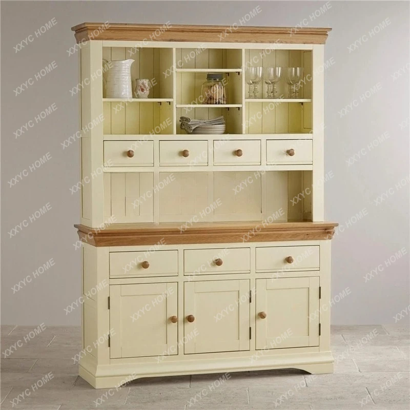 

Американский сельский ретро-стиль, винный шкаф из цельного дерева у стены, французская гостиная, столовая, боковой дисплей для хранения, высокий