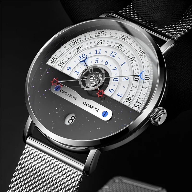 2023 Fashion Creative Rotary Dial Casual Sports Watches Men Black Mesh Band Quartz Watches Men Relogio Masculino Montre Homme