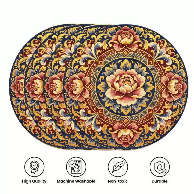 VIKAMA Pastel Blue Aquatic Reef Starfish Placemat, Stain Resistant Linen Summer Kitchen Table Pad