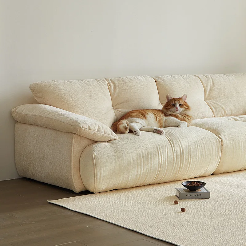 # French Chenille Modular Sectional Sofa Set  Straight-Line Design Small Living Rooms
