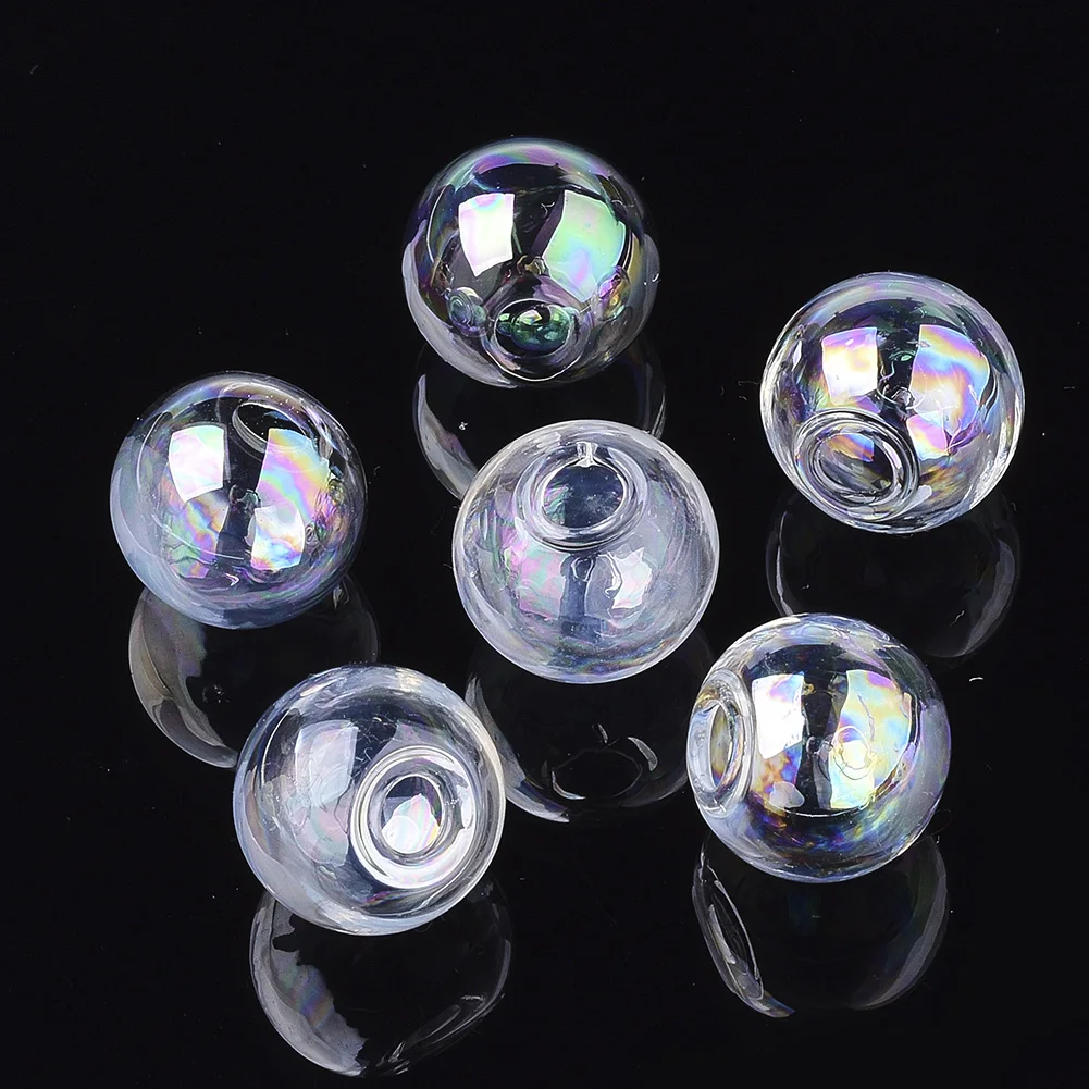 100Pcs 8/10/12/14/16/18/20/25/30mm Clear Round Beads Blown Glass Globe Ball Bottles for Dangle Pendants Earring Jewelry Making