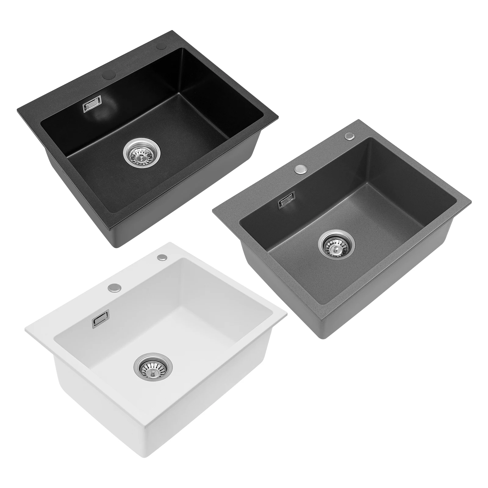 9'' Deep Kitchen Sink with One Bow 220.46 lbs Load-bearing Stylish Appearance Black/White/Gray