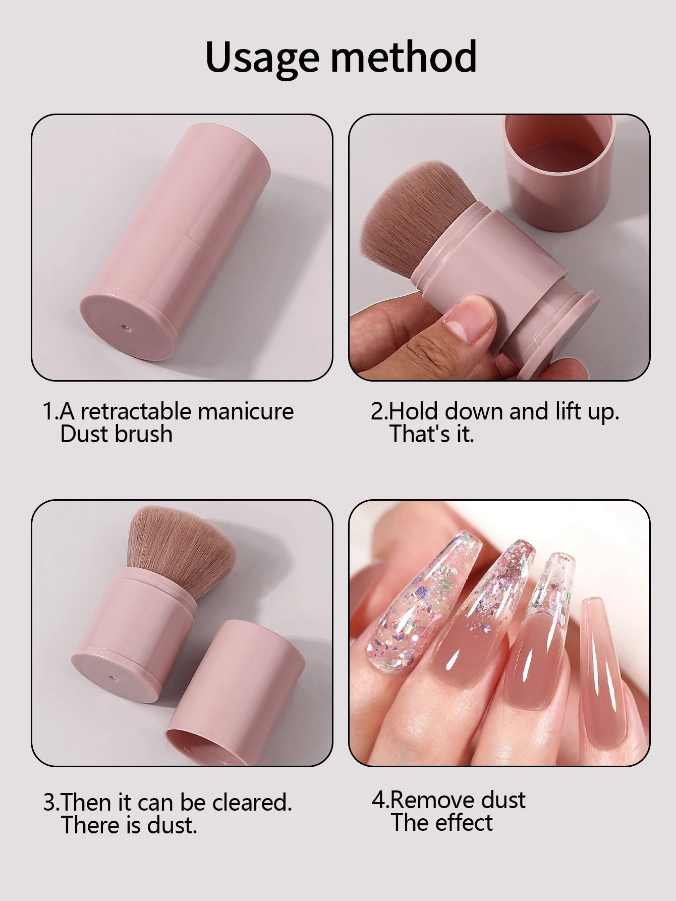 1 個シンプルでポータブルなネイルダストブラシ、ネイルダスト前処理、細くて柔らかい毛のダストスイープブラシ、ネイルクリーニングブラシ