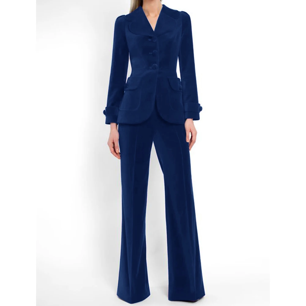 Women's Elegant 2-piece Suit Velvet Fabric Chic and Elegant Women's Suit 2024 New Slim Fashion Casual Commuting Business Wear ​