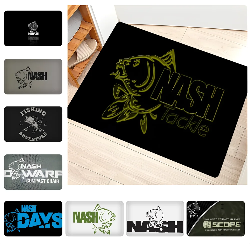 Nash Fishing Logo  Floor Mat Bathroom Mat Kids Room Bedroom Decoration Balcony Anti-Slip Doormat Living Room Bedside Area Rugs