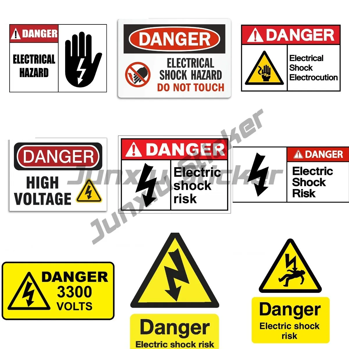 DANGER ELECTRIC SHOCK RISK Warning Sticker for Bumper Laptop Fridge Door Decal Safety Sign Reflective Car Stickers