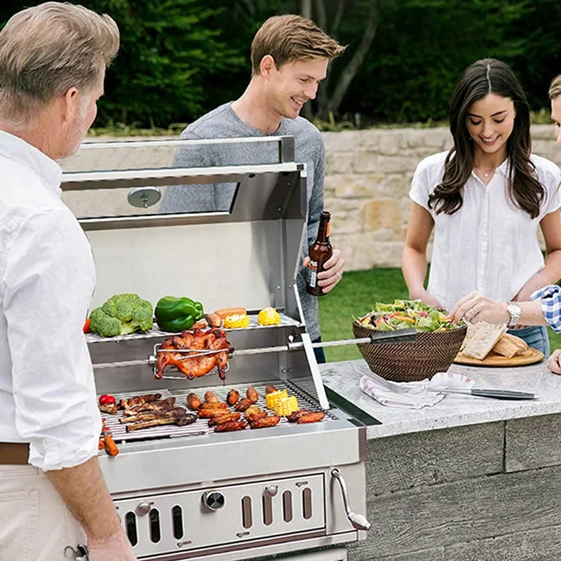 #Embedded Charcoal Grill, High-Quality 304 Stainless Steel, for Outdoor Parties/Camping, with Glass Viewing Window (Customized)