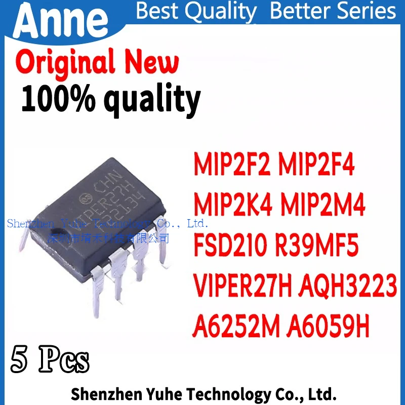 (5piece)100% New MIP2F2 MIP2F4 MIP2K4 MIP2M4 FSD210 R39MF5 VIPER27H AQH3223 A6252M A6059H DIP-7 Chipset