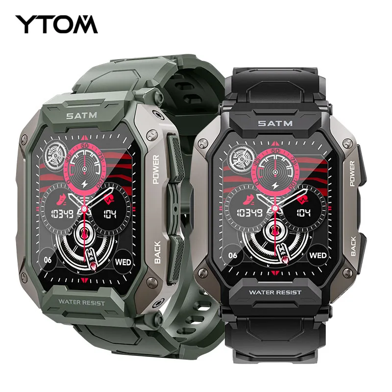 YTOM 2024 C20 PLUS Smart Watch Voice Assistant BT Wireless Call Business Outdoor Sports IP68 Waterproof Wristwatch PK C20 PRO