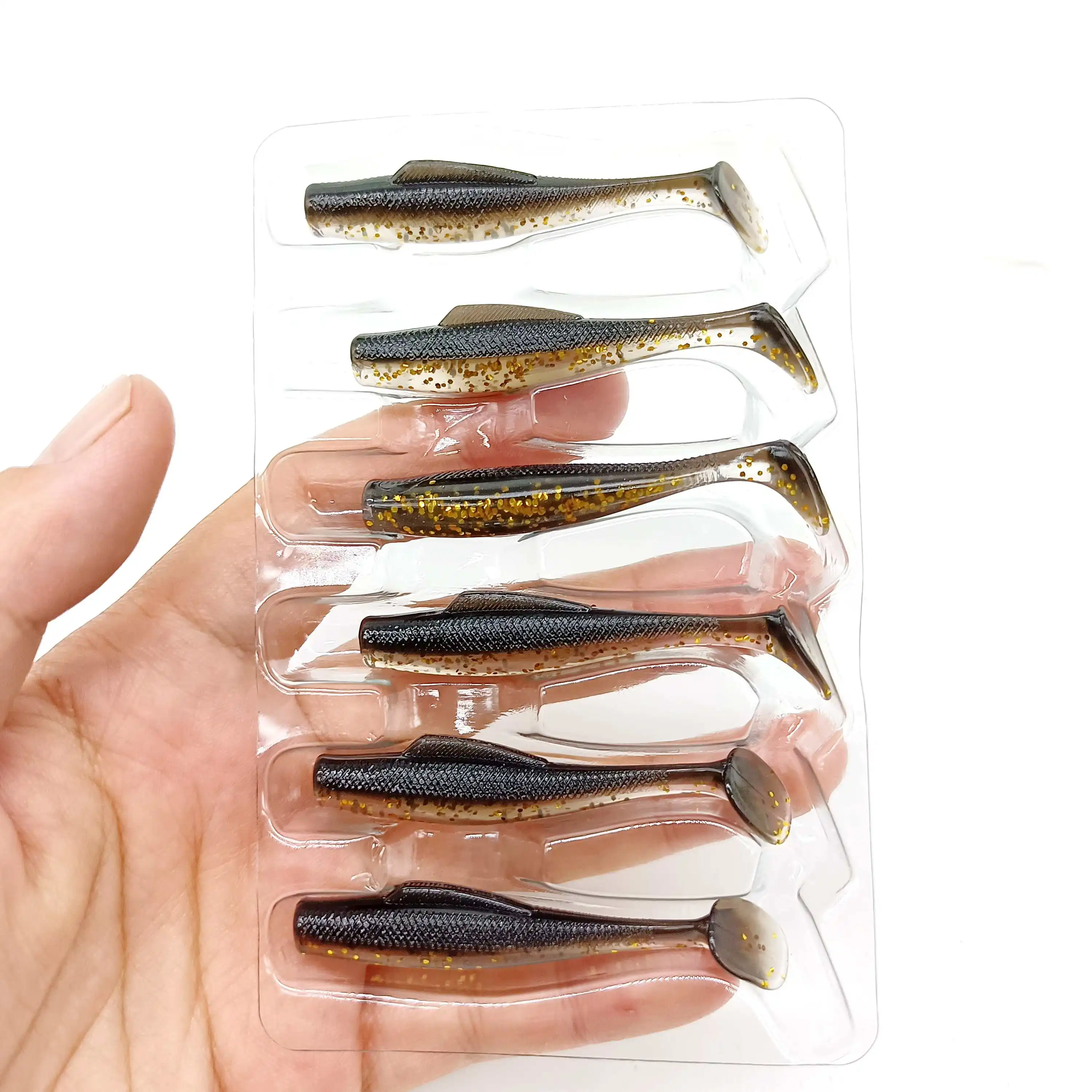 Duoduoyu 6pcs neuer tpe weicher Angel köder 1,7g/60mm T-Schwanz weicher Silikon Swimbait Wobbler für Hecht Bass Shad Angel gerät – Detail 4
