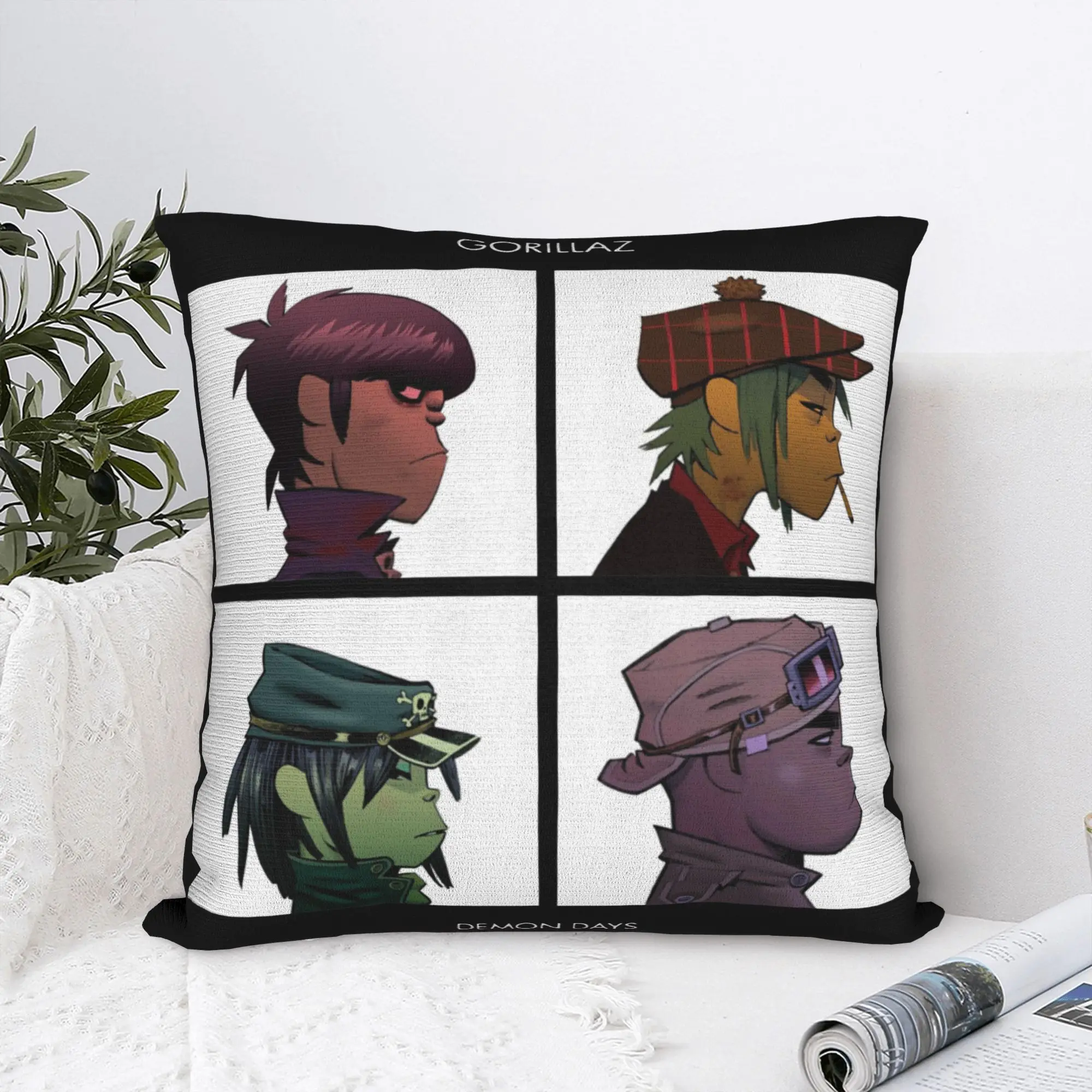 Music Band Gorillaz Demon Days Pillowcase Printing Polyester Cushion Cover Decor  Pillow Case Cover Car Zipper 45*45cm