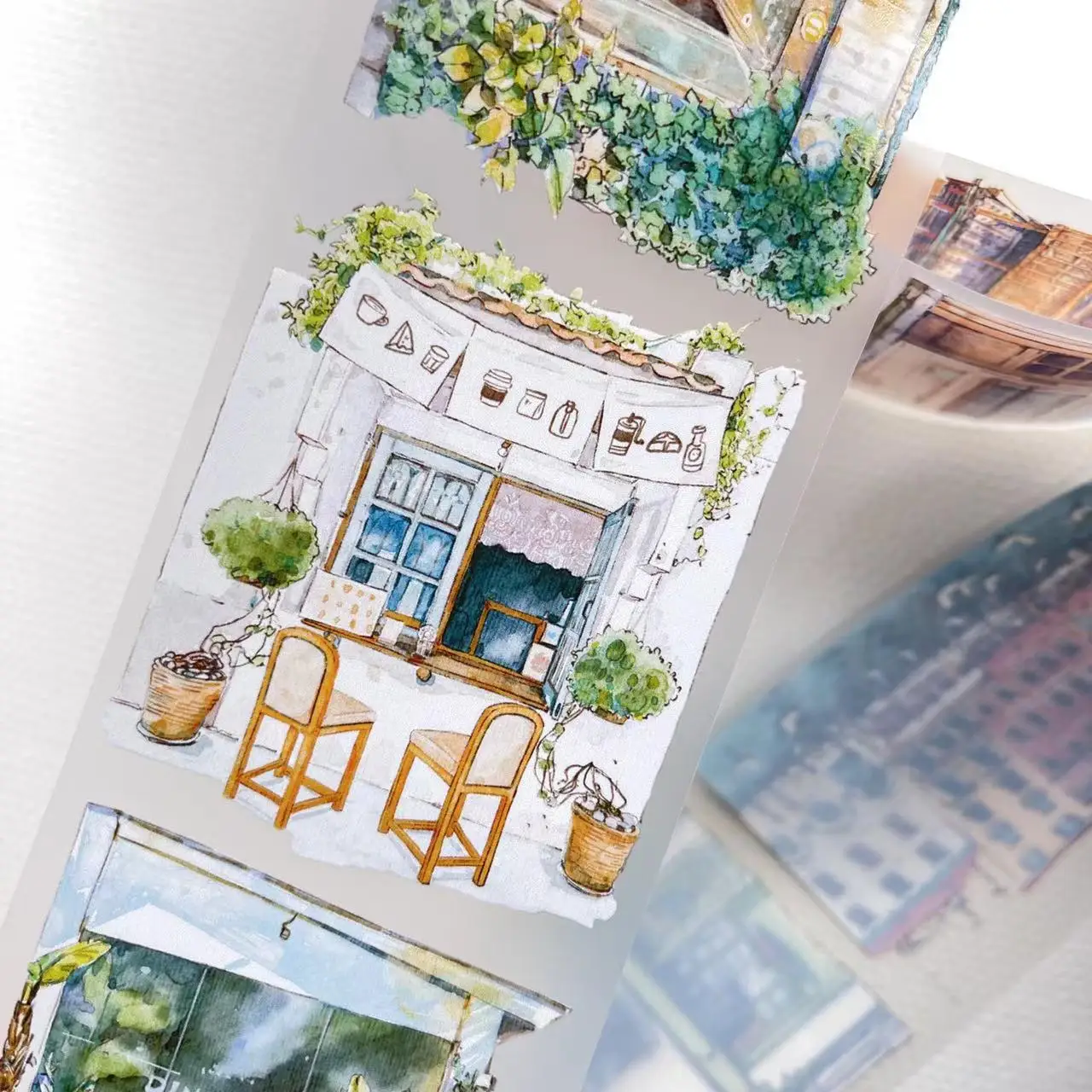 Vintage Little House Washi PET Tape for Planner Card Making DIY Scrapbooking Plan Decorative Sticker