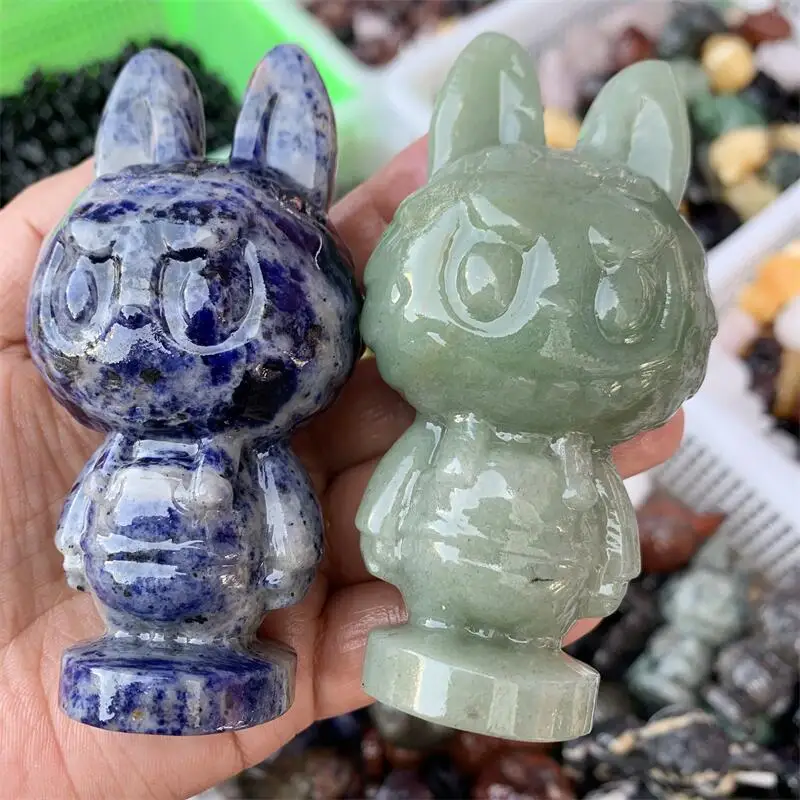 

Natural Crystal Quartz Cartoon Doll Carving Statues Stones Healing Fengshui Home Decoration Accessories 1PCS