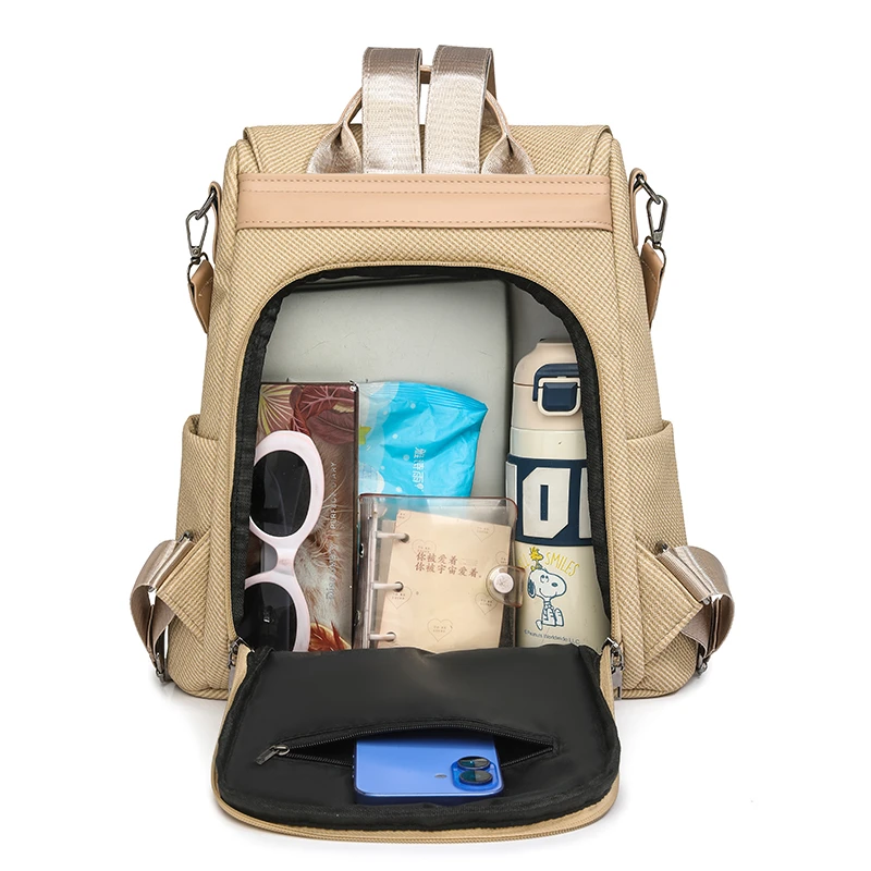 2026 Women's PU Leather Backpack Waterproof Anti-theft Large Capacity Tassel Detail Retro Travel Business College Shoulder Bag