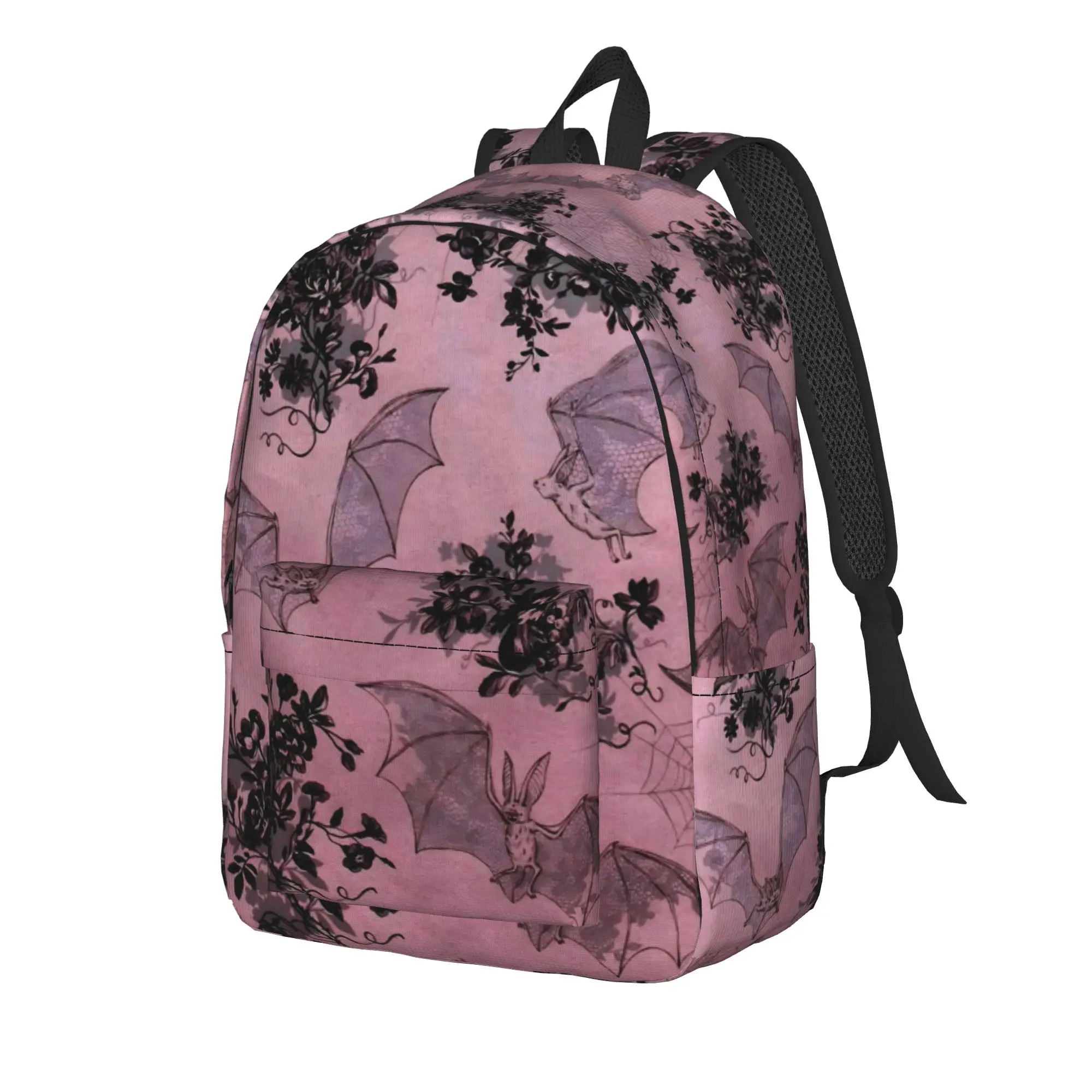 Halloween Gothic Backpack Lightweight High School Business Vampire Bats Pink Daypack for Men Women Laptop Computer Shoulder Bag