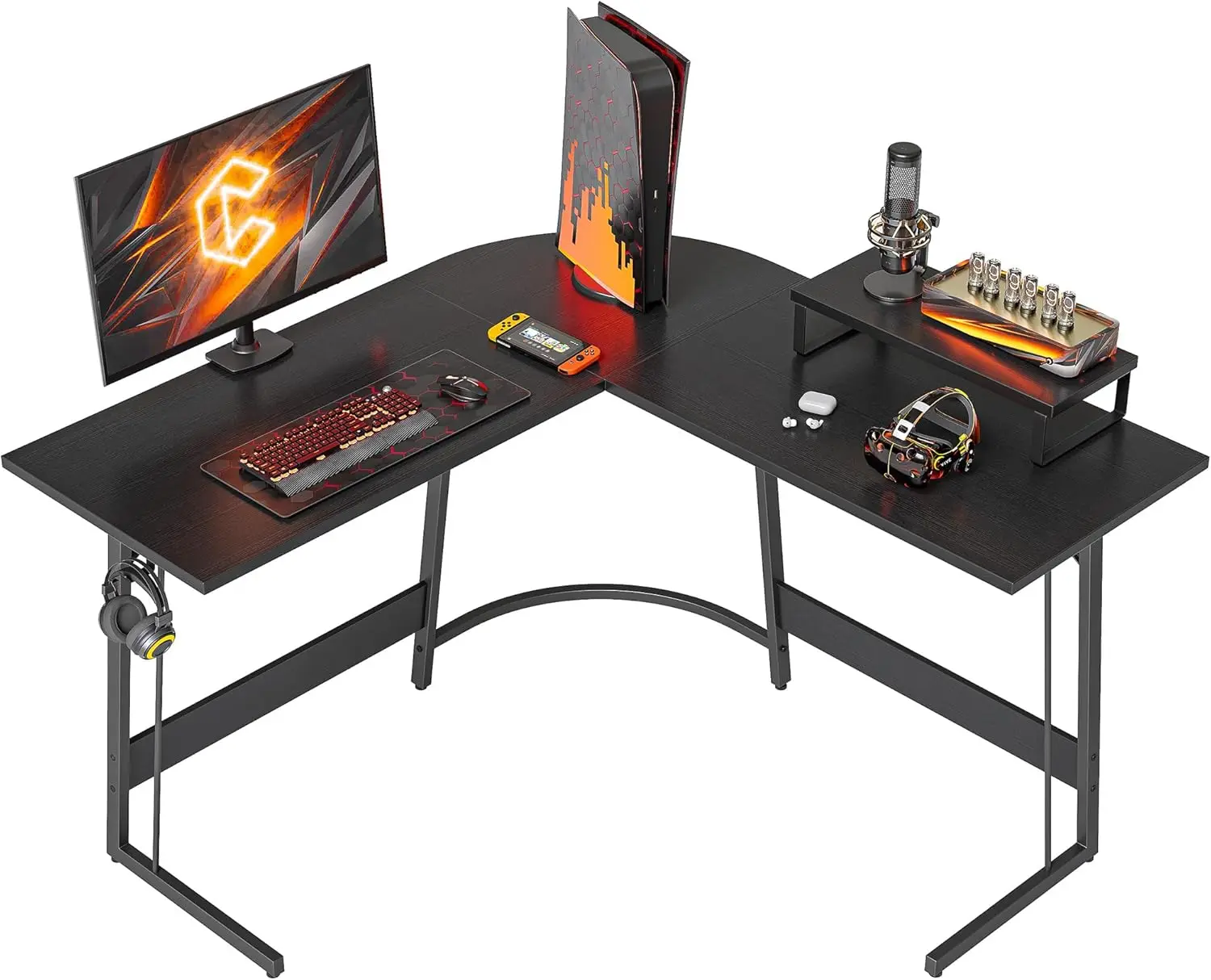 L Shaped Gaming Desk Computer Office Desk, 47 inch Corner Desk w/ Large Monitor Stand for Home Office Study Writing Workstation