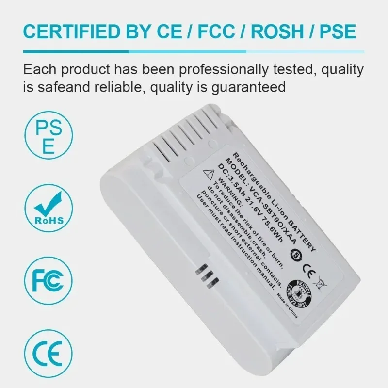 3500mAh VCA-SBT90E Vacuum Cleaner Replacement Battery for Samsung Jet 90E pet, Jet 70 turbo/Pro/complete