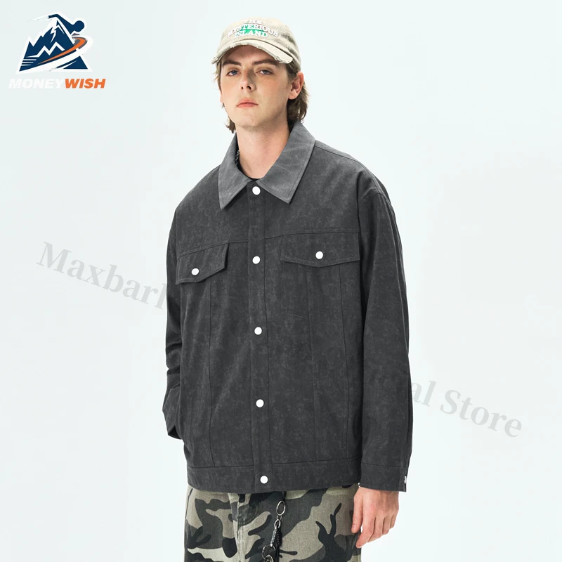 

Мужская куртка MONEYWISH, весна-осень 2021, новая модная ретро-модная универсальная свободная куртка с дышащим воротником, уличная повседневная мужская рабочая куртка