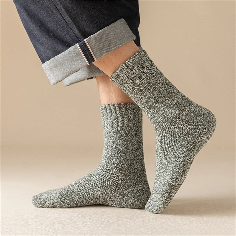 1 Pair Of Padded Thickened Winter Terry Socks Men\'s Super Thick Warm Winter Towel Socks Cold Snow Socks