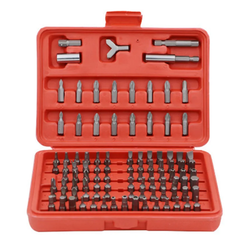 

100Pcs Security Screwdriver Bit Set Car Tools Steel Drill Bit Set With Bit Holder Hex Slotted Tri-Wing Security Screwdriver Bit