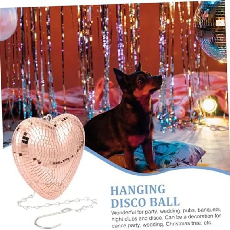 TFORU-2X Disco Ball,Heart Shaped Disco Balls Decoration For Party,Bar,KTV,Etc.Hanging Disco Decor Retro-Reflective Disco Ball