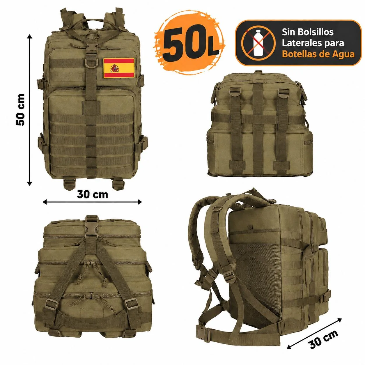 Mochila de Viaje de 50L, Mochila de Senderismo, Escalada, Montañismo, Deporte, Mochila de Hombro para Hombres y Mujeres