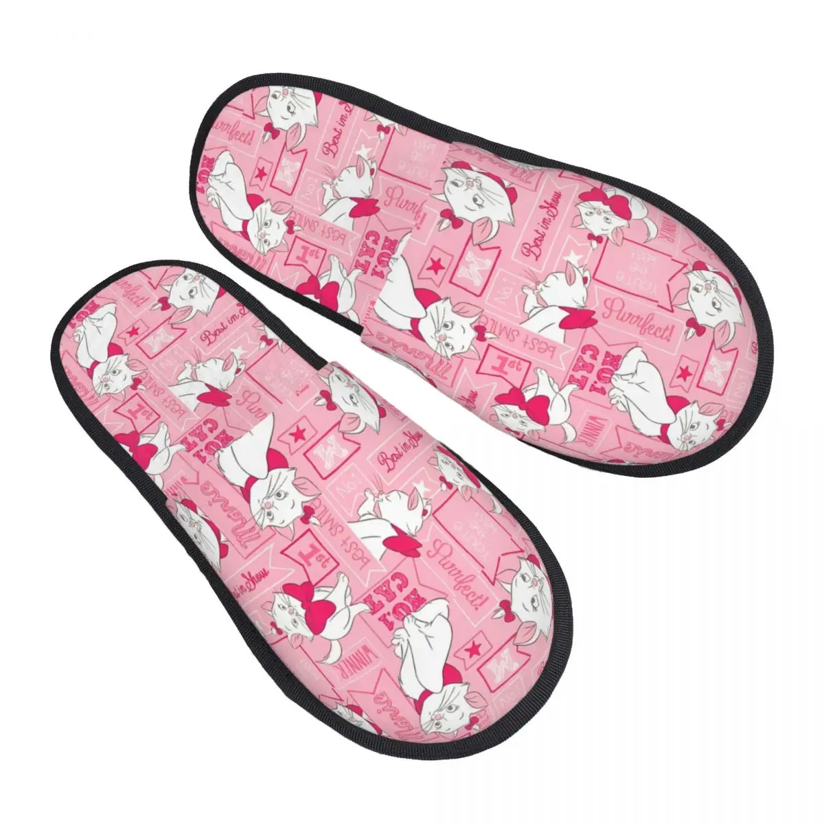 

Зимние тапочки Aristocats Marie Cat Merch, домашние меховые тапочки, домашние розовые уютные нескользящие шлепанцы