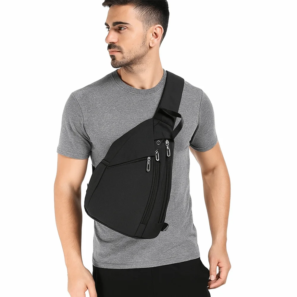 

Multilayer Men's Chest Bag Large Capacity Solid Color Oxford Sling Shoulder Bag Multifunctional Adjustable Strap
