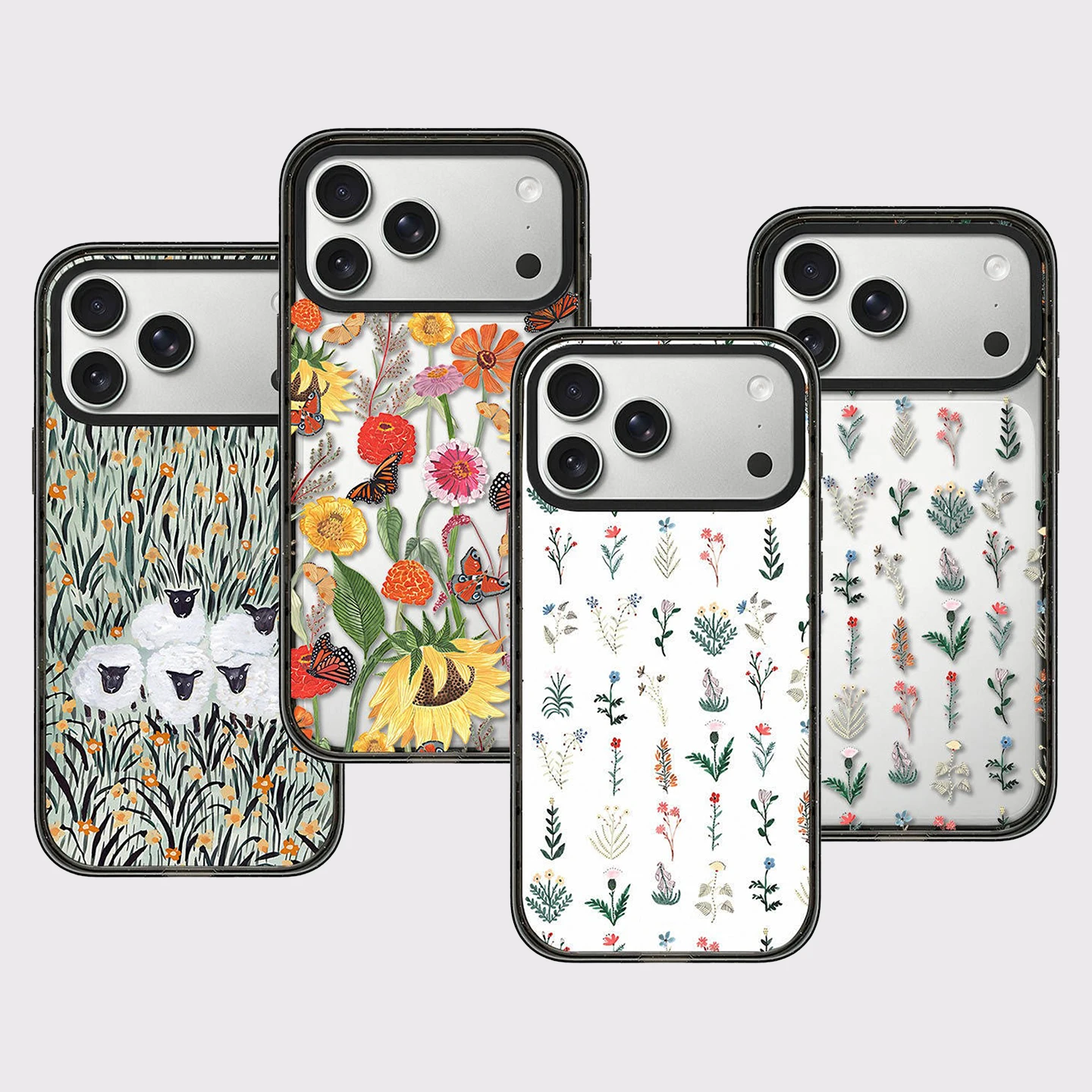 Butterfly Sunflower Grass Impact Black Border Magnetic Phone Case Cover for IPhone 13 14 15 16 17 Pro Max Case for IPhone Air