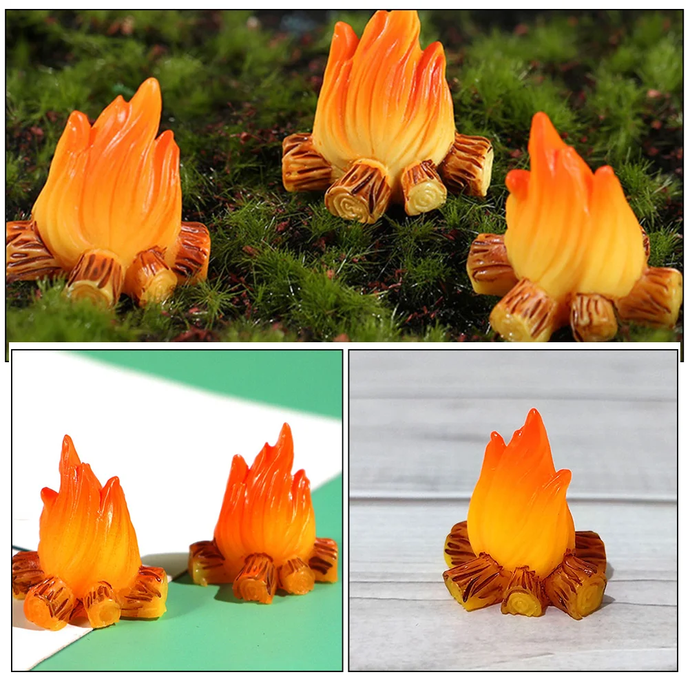 8-teilige Feuer-Mikrolandschaftsornamente aus Kunstharz, Miniatur-Lagerfeuermodell, Miniaturen, Dekorationen, Camping, Party, Wald, gefälschter Kamin