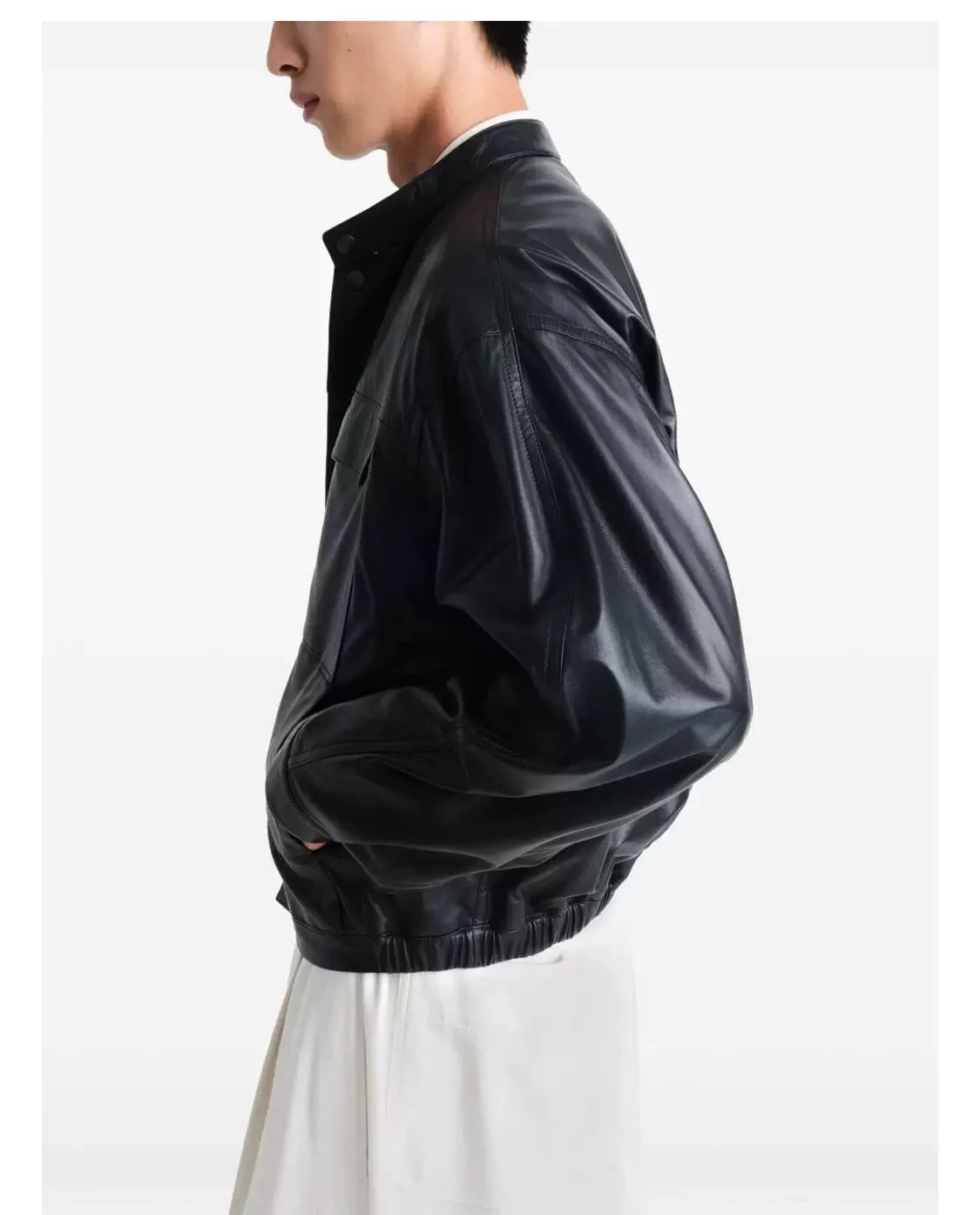 New 2025FW Lemaire Men's Black Soft Short Leather Jacket Couple Style Loose Fit Business Gentleman PU Coat Spring Autumn