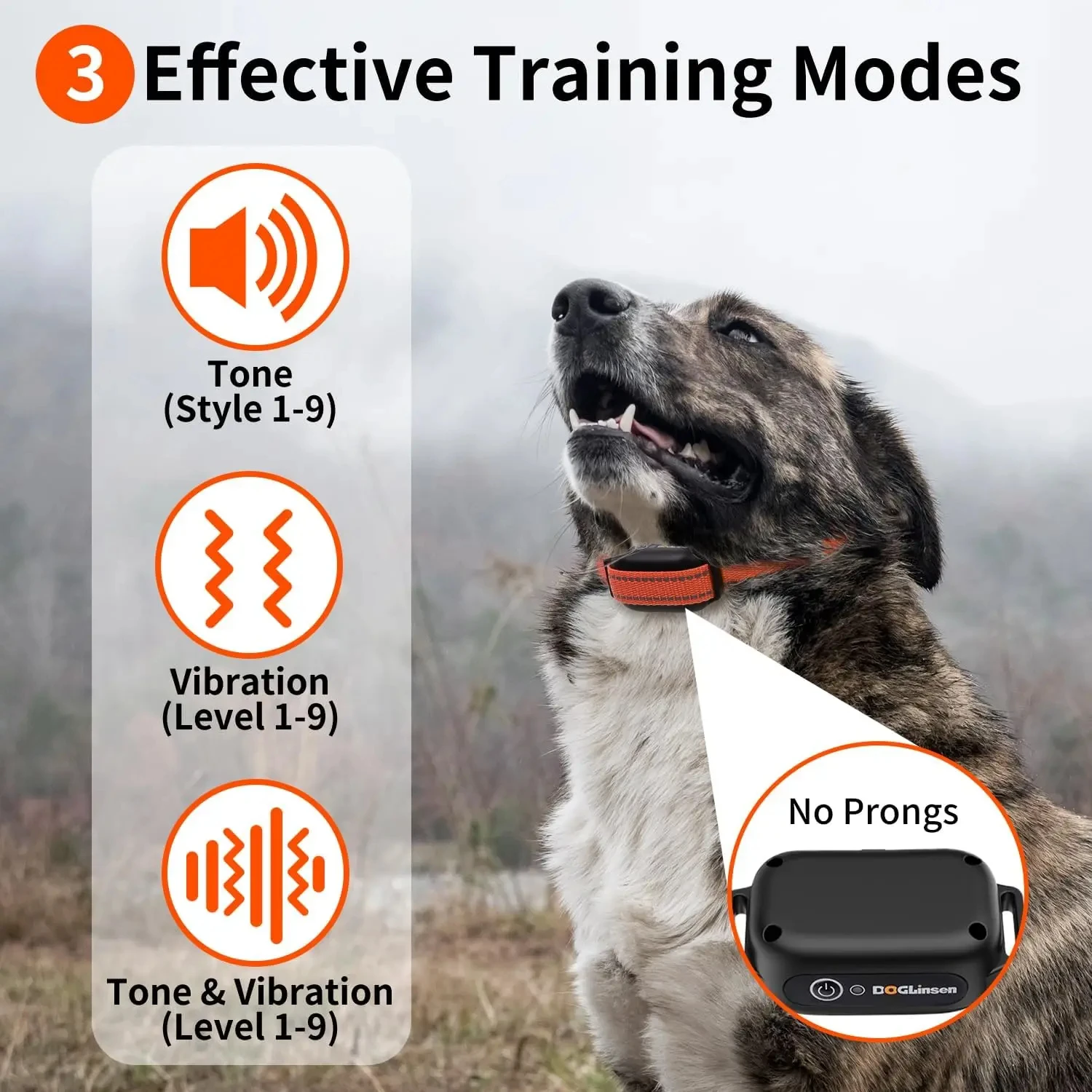 No Shock Remote Dog Training Collar,3300ft Range Vibrating Dog Collar,9 Style Tones Dog Vibration Collar For All Breed Dogs