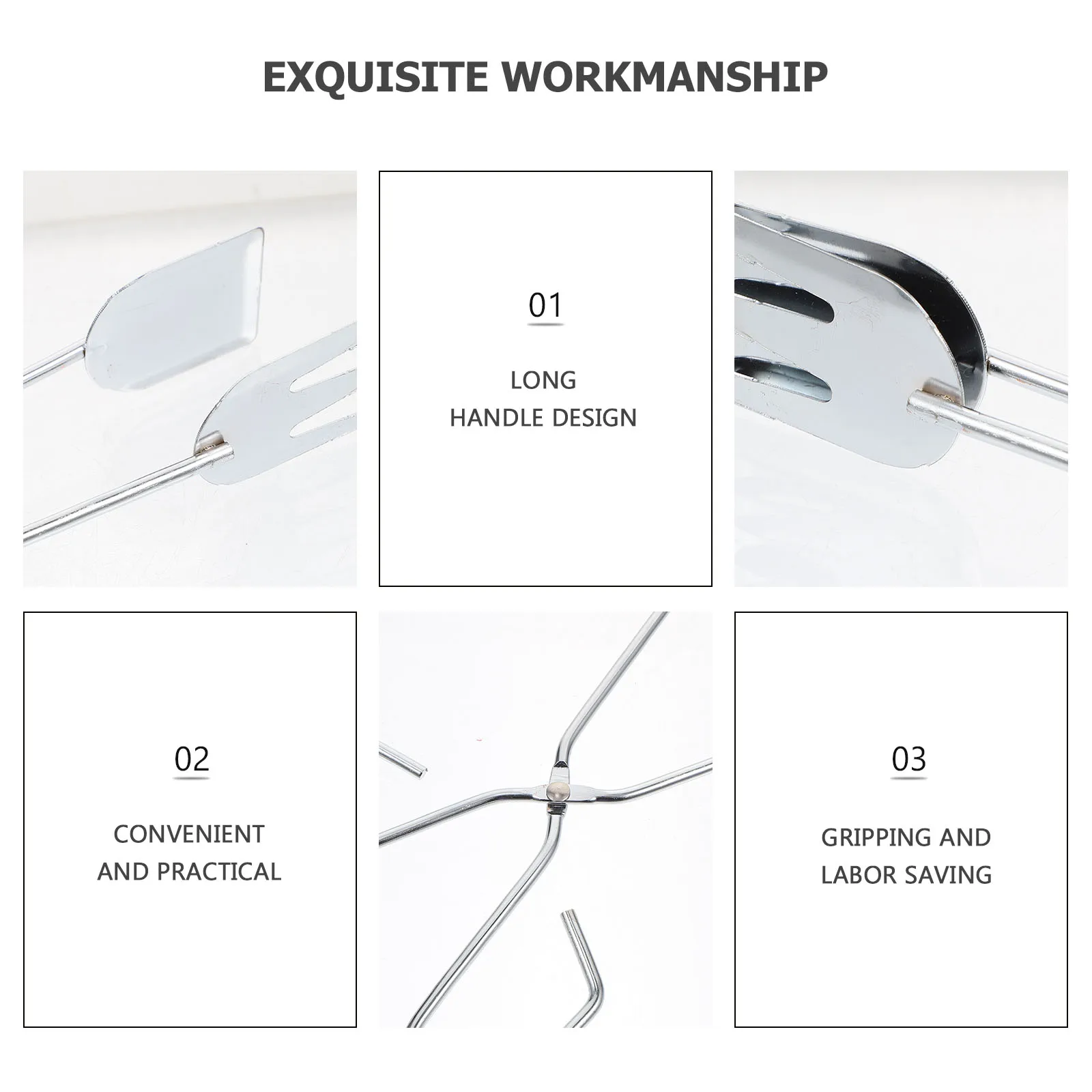 

5Pcs Long Charcoal Tongs Heavy Duty Chromium Plated Bbq Plier for Picnic Backyard Barbecue Camping Supply Tool